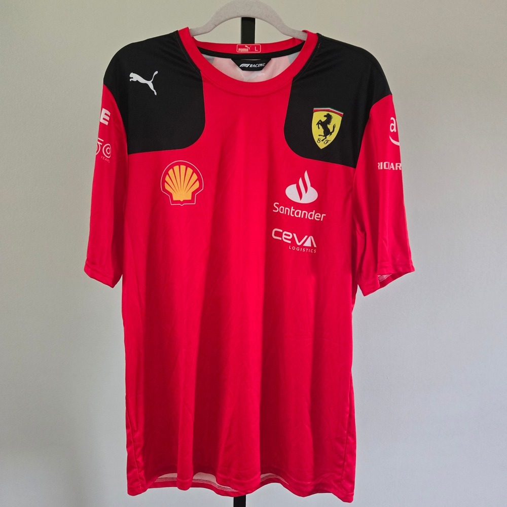 Puma Ferrari F1 Charles Leclerc 16 Racing Team Jersey Red Black Mens Large